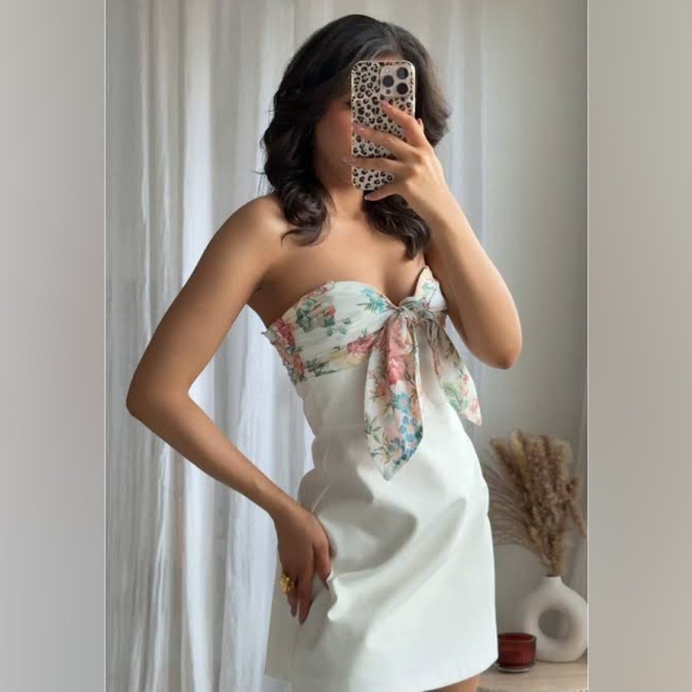ZARA floral print hankerchief mini dress